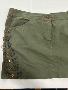 John Galliano for Christian Dior Olive Green Mini Skirt Size Large
